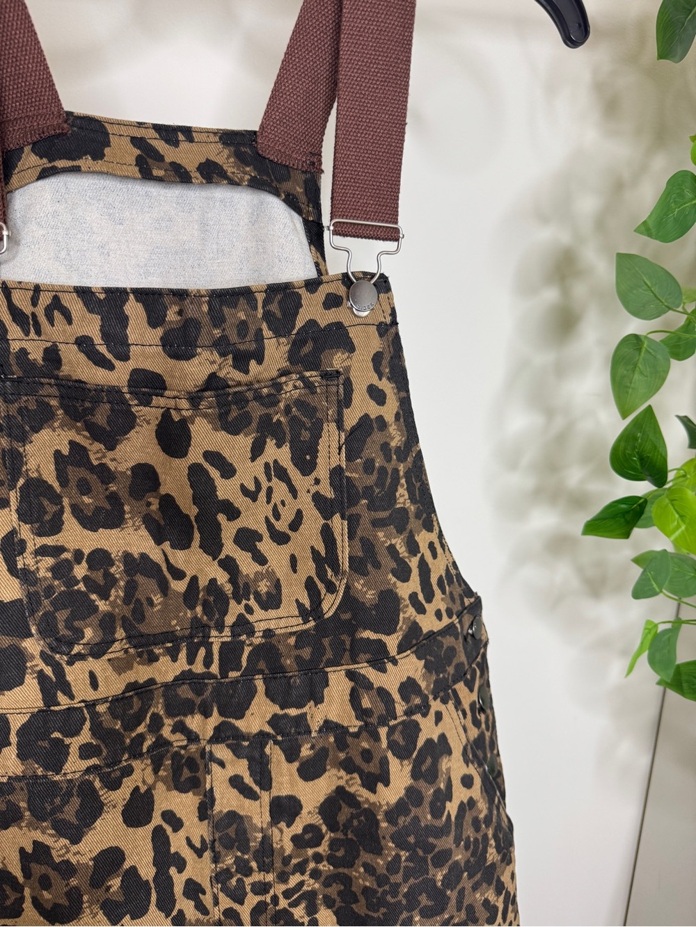 Cider Denim Leopard Wide Leg Oversized Overalls Jumpsuit size L Large Viral - Picture 9 of 12